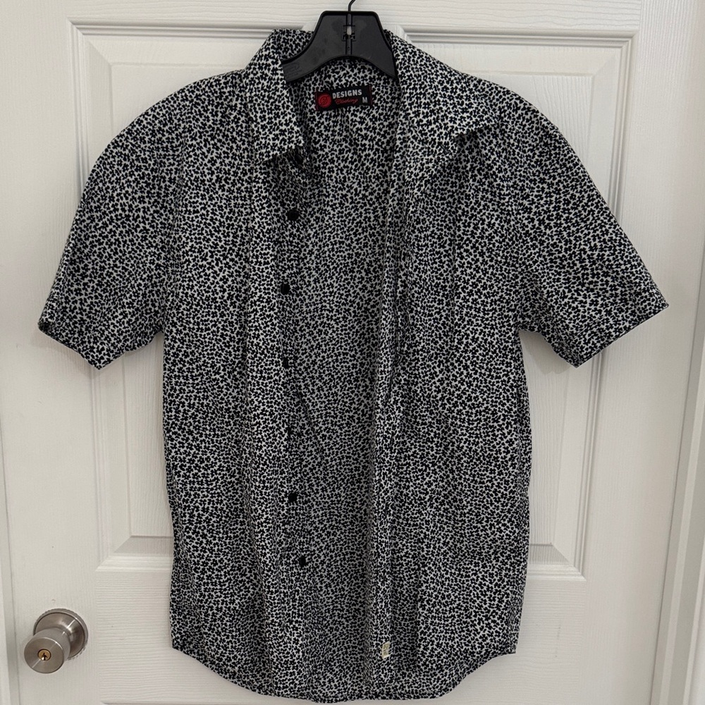 Black and White Patterned Men's Casual Shirt